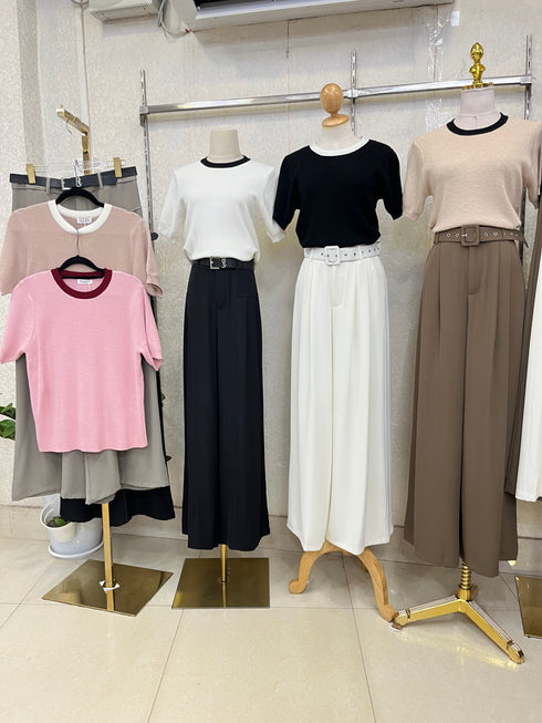Colour  Contrast Half Sleeves Sweaters